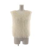カデュネ CADUNE 25SS チュールフリルトップス ノースリーブカットソー 36 白 ホワイト Vネック 75111180 /RR