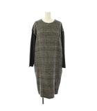 ノット KNOTT トゥモローランド ワンピース アルパカ 1 グレー チェック柄 長袖 切替 ひざ丈 /JP