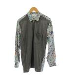 コムデギャルソンシャツ COMME des GARCONS SHIRT シャツ 長袖 ジップアップ 切替 ロゴ M グレー 水色 ライトブルー /AN41