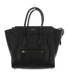 セリーヌ CELINE ラゲージ マイクロショッパー トートバッグ ハンドバッグ レザー 黒 /KH ■OH