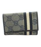 グッチ GUCCI キーケース 4連 GGキャンバス レザー 紺 ネイビー 138077 /KU ●D