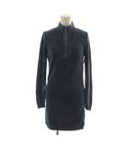 ザラ ZARA ワンピース M 青 ブルー ハーフジップ 長袖 ひざ丈 /KG