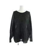 インディヴィ INDIVI ニット セーター ウール 38 黒 ブラック 無地 ラウンドネック 長袖 /AP