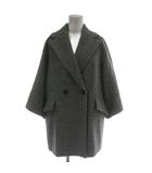 トゥモローランドコレクション TOMORROWLAND collection 24AW ウールカシミヤシェファード フレアスリーブショートコート 36 白 ホワイト 黒 ブラック ダブルブレスト 七分袖 13-08-44-08305 /GG