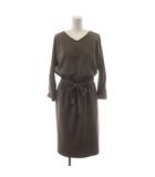 グリーンレーベルリラクシング ユナイテッドアローズ green label relaxing ワンピース ひざ丈 グレー系 Vネック 長袖 無地 /RR