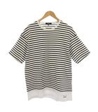 コムデギャルソンオム COMME des GARCONS HOMME AD2024 25SS 綿圧縮天竺ボーダー×綿天竺無地 Tシャツ カットソー 半袖 S 白 黒 HO-T016 /BM