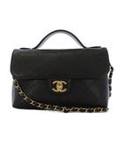 シャネル CHANEL トップハンドル キャビアスキン チェーンショルダーバッグ 黒 /KH ■OH