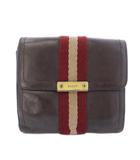 バリー BALLY 二つ折り財布 Wホック レザー 茶 ブラウン /TK