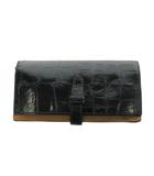 ジェイ&エムデヴィッドソン J&M Davidson 長財布 二つ折り 小銭入れ 型押し レザー 黒 ブラック /AN34