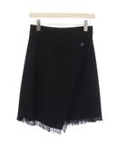 シャネル CHANEL ツイードラップスカート 台形 ひざ丈 フリンジ 34 黒 P46261V34311 /KH