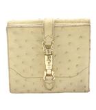 グッチ GUCCI ジャッキー 二つ折り 財布 ウォレット オーストリッチレザー 小銭入れあり ベージュ 141435 /KU ■OH