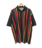 フレッドペリー FRED PERRY タグ付き × BEAMS 別注 オーバーサイズストライプポロシャツ カットソー 半袖 L 黒 ブラック 赤 レッド 緑 グリーン 11-02-0014-060 /HN