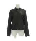 皮ジャン 38 黒 無地 スタンドカラー 長袖 /JP