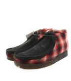 クラークス clarks ウールリッチ WOOLRICH ワラビーブーツレッドコンビスエード WALLABEE BOOT RED COMBI SUEDE ショートブーツ チェック柄 8.5 赤 レッド 20355796 /YT