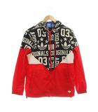 アディダスオリジナルス adidas originals ナイロンジャケット M 赤 黒 総柄 フード付き 長袖 /JP