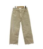 ミラオーウェン Mila Owen 24AW ヘムデザインデニムパンツ ジーンズ 0 ベージュ ダメージ加工 09WFP244940 /KG