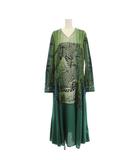 JUNGLE LOVE シャツワンピース 長袖 ロング シルク カシミヤコットン 36 緑 /KH