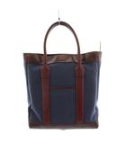 ダンヒル dunhill トートバッグ ハンドバッグ キャンバス レザー 紺 ネイビー 茶 ブラウン /AN1