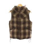 マウンテニアフーデッドダウンベスト MOUNTAINEER HOODED DOWN VEST アウター フード チェック柄 1 茶 ブラウン NN-V1804 /YT