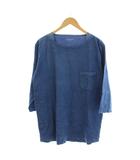 Tシャツ カットソー 2 青 ブルー 長袖 ラウンドネック 胸ポケット /LP