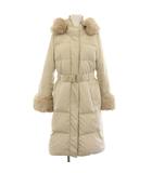 20AW ファー付ロングダウンコート アウター ベルト フェイクファー 36 ベージュ 0120463119 /YT