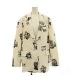 ブレザーモンタージュ テーラードジャケット プリント L 白 黒 25SWEW15 /☆G