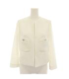 バスケットステッチノーカラージャケット アウター 36 白 ホワイト 10221110150 /YT