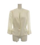 ノーカラージャケット 七分袖 38 白 ホワイト 10521-26-01-380 /☆G