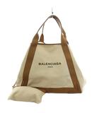 バレンシアガ BALENCIAGA カバスM トートバッグ ショルダーバッグ ロゴ キャンバス レザー アイボリー 茶 ブラウン 339936 /AN24 ●D ■OH