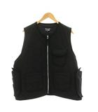 コムデギャルソンオム COMME des GARCONS HOMME AD2025 25AW C/N GROSGRAIN QUILT MILITARY VEST 中綿 ベスト キルティング ジップアップ L 黒 ブラック HP-V002 /YM