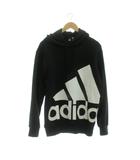 アディダス adidas パーカー L 黒 長袖 ロゴプリント /JP