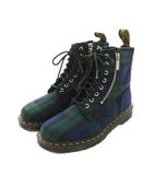ドクターマーチン DR.MARTENS 1460 ZIP TARTAN LACE UP BOOTS ジップ タータンチェック レースアップ ブーツ ショート UK8 緑 紺 /YM