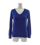 メーカーズシャツ カマクラ MAKER'S SHIRT 鎌倉 ニット カットソー S 青 長袖 Vネック ウール DLH803-02 /GG