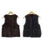 エンジニアードガーメンツ Engineered Garments Over Vest リバーシブル ベスト ジャケット チェック柄 ファー XS 緑 茶 /BM