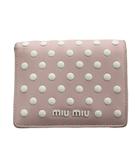 ミュウミュウ miumiu 財布 二つ折り 小銭入れ ドットスタッズ レザー ピンク 5MV204 /AN27 ■OH