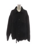 ザラ ZARA ツイードジャケット 上着 L 黒 ブラック 長袖 ポケット フリンジ /RR