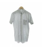 グリーンレーベルリラクシング ユナイテッドアローズ green label relaxing シャツ L ストライプ柄 半袖 グレー 白 /JP