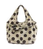 ケイトスペード KATE SPADE ハンドバッグ ドット柄 リボン ナイロン 白 ホワイト 茶 ブラウン /AN19