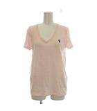 ポロ ラルフローレン POLO RALPH LAUREN Tシャツ カットソー M ピンク Vネック ボーダー柄 半袖 /LP