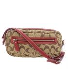 コーチ COACH ショルダーバッグ ポシエット シグネチャー キャンバス ベージュ 赤 レッド 6073 /TK