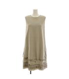 フォクシー FOXEY 17SS ワンピース ひざ丈 ノースリーブ 麻 40 ベージュ レイヤード 37818 /YM