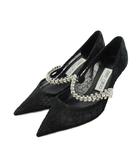 ジミーチュウ JIMMY CHOO パンプス ポインテッドトゥ ビジュー レース 35.5 黒 ブラック /AN40
