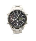 カシオ CASIO ウェーブセプター ソーラークロノグラフ WAVE CEPTOR Solar CHRONOGRAPH 腕時計 ウォッチ クォーツ アナログ カレンダー ステンレススチール シルバーカラー 紺 ネイビー WVQ-500 /YT