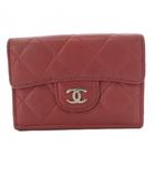 シャネル CHANEL マトラッセ 三つ折り財布 ココマーク レザー ピンク 28番台 /KH ■OH