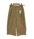 ヒューマンウーマン HUMAN WOMAN 24SS クールマックス綿麻短丈ワイドパンツ S ベージュ 長ズボン 無地 クロップド丈 077-4130600 /GG