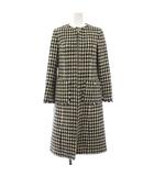 トッカ TOCCA 22AW PUZZLE ツイードコート ノーカラーコート アウター 0 ブラック ホワイト COTONW0001 /TK