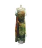 アメリヴィンテージ Ameri VINTAGE Silvia Conde Olivan 25AW SHEER DRESS シアードレス 2点セット ワンピース キャミワンピ ロング マキシ 半袖 総柄 M 緑 グリーン マルチカラー 0225205610010 /KU