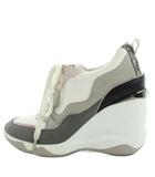ダイアナ DIANA +diana 23SS 美脚ヒールアップスニーカー9cm グレー人工シルキー スニーカー ローカット 23.5cm /YI10