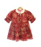 ベビーピンクハウス BABY PINK HOUSE ワンピース 子ども服 女の子 M 赤 レッド 半袖パフスリーブ 花柄 ミニ丈 丸襟 /LP
