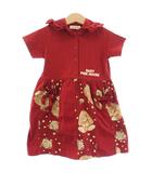 ベビーピンクハウス BABY PINK HOUSE ワンピース M 赤 レッド マルチカラー 半袖 フリル襟 ウサギ柄 P0506UAL38D /TK